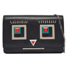 Fendi Black Leather Hypnoteyes Wallet On Chain