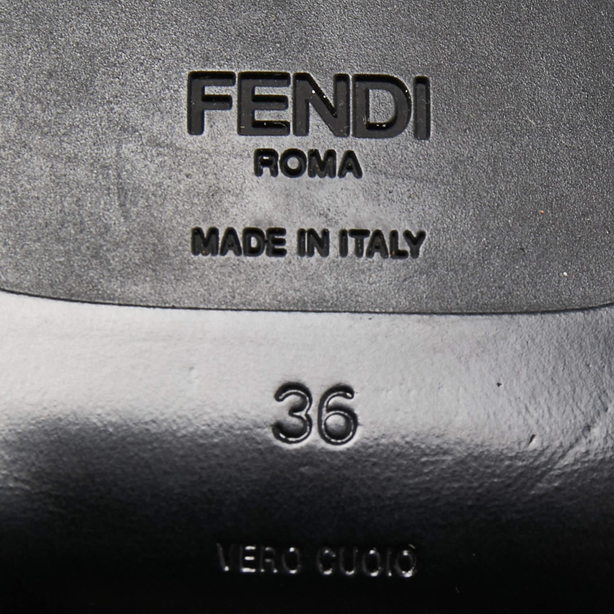 Fendi Black Leather Ice Heel Ankle Boots Size 36 1
