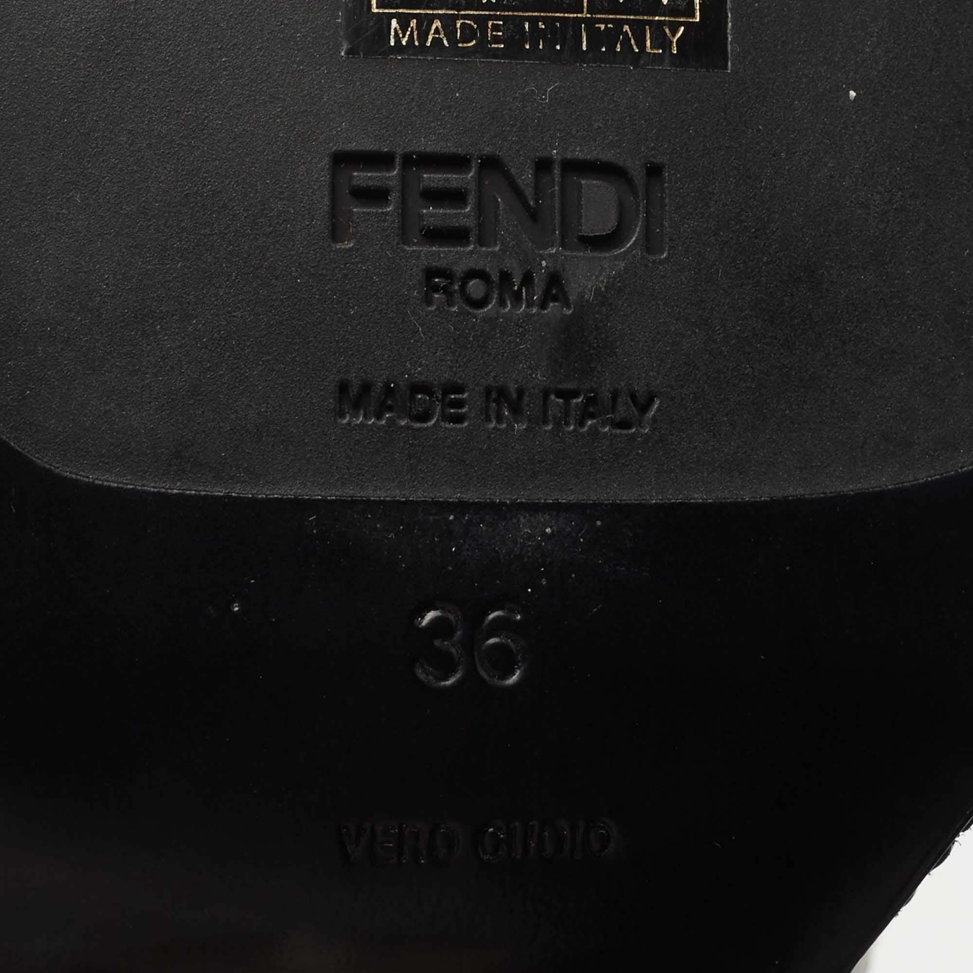 Fendi Black Leather Ice Heel Ankle Boots Size 36 4