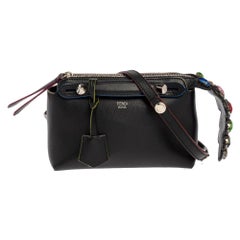Fendi Black Leather Jewel Embellished Mini By The Way Bag