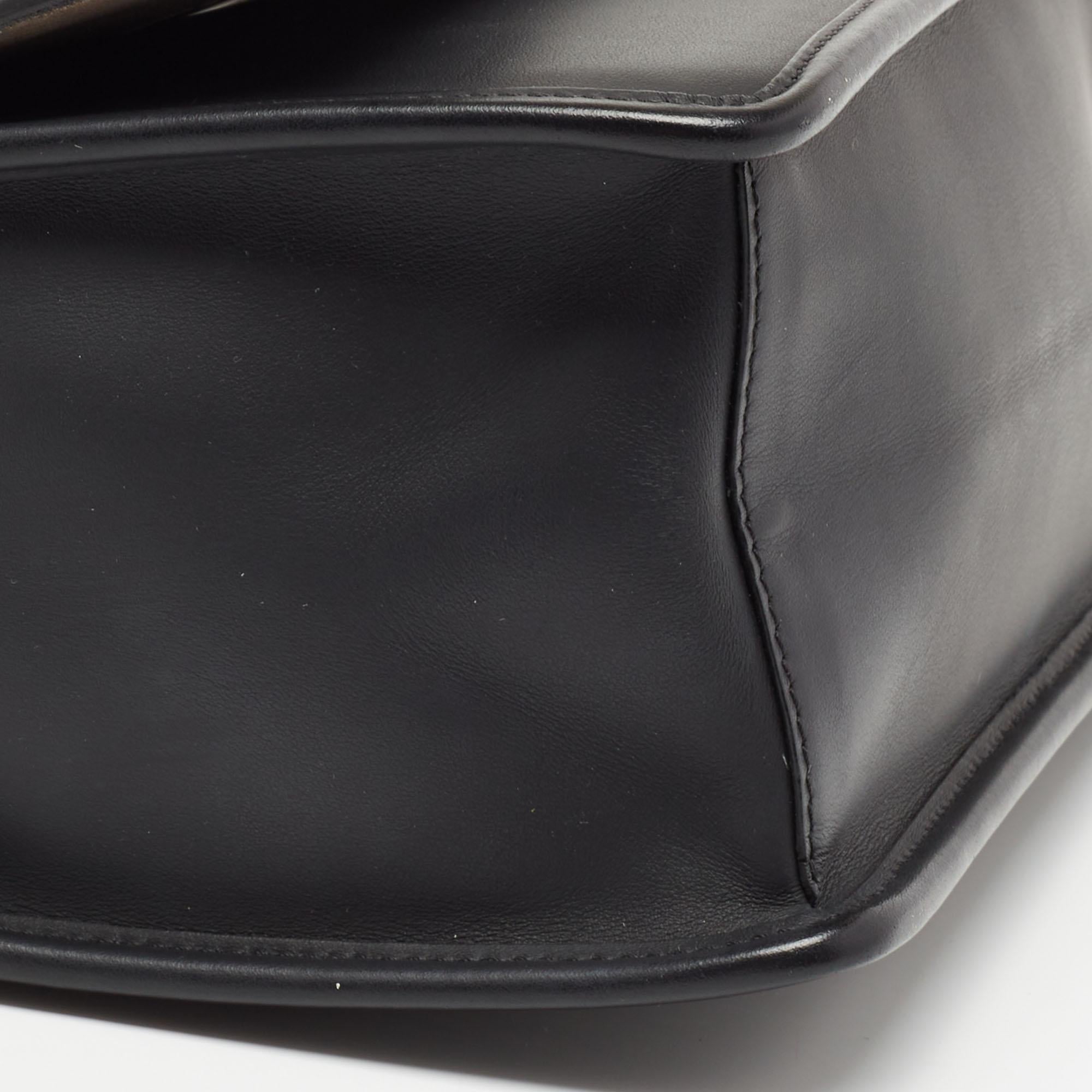 Fendi Black Leather Kan I F Logo Shoulder Bag 5