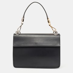 Fendi Black Leather Kan I F Logo Shoulder Bag