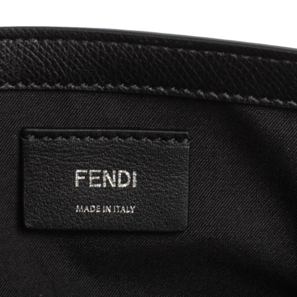 Fendi Black Leather Kan I F Wallet On Chain Clutch 6
