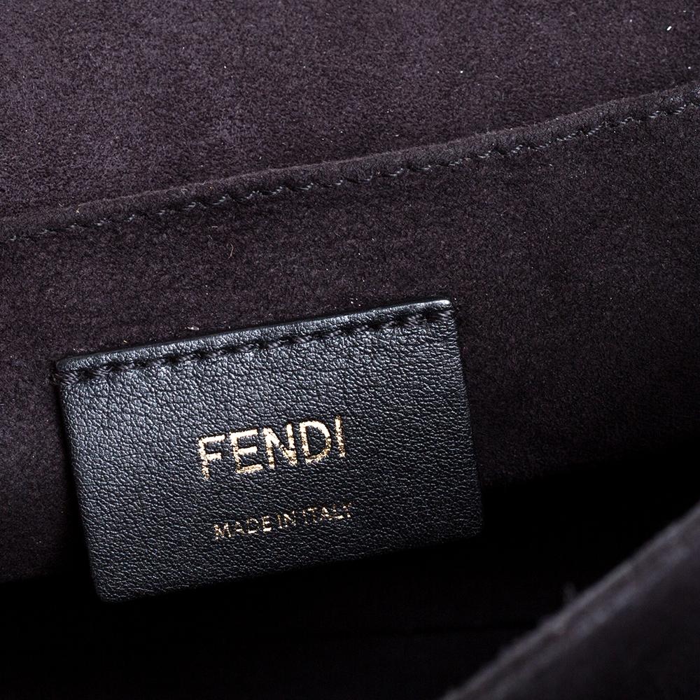Fendi Black Leather Kan I Scalloped Shoulder Bag 1