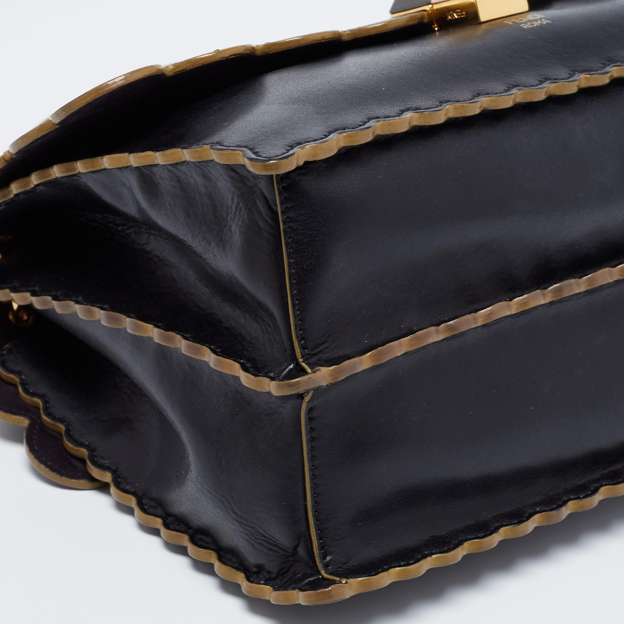 Fendi Black Leather Kan I Shoulder Bag 7