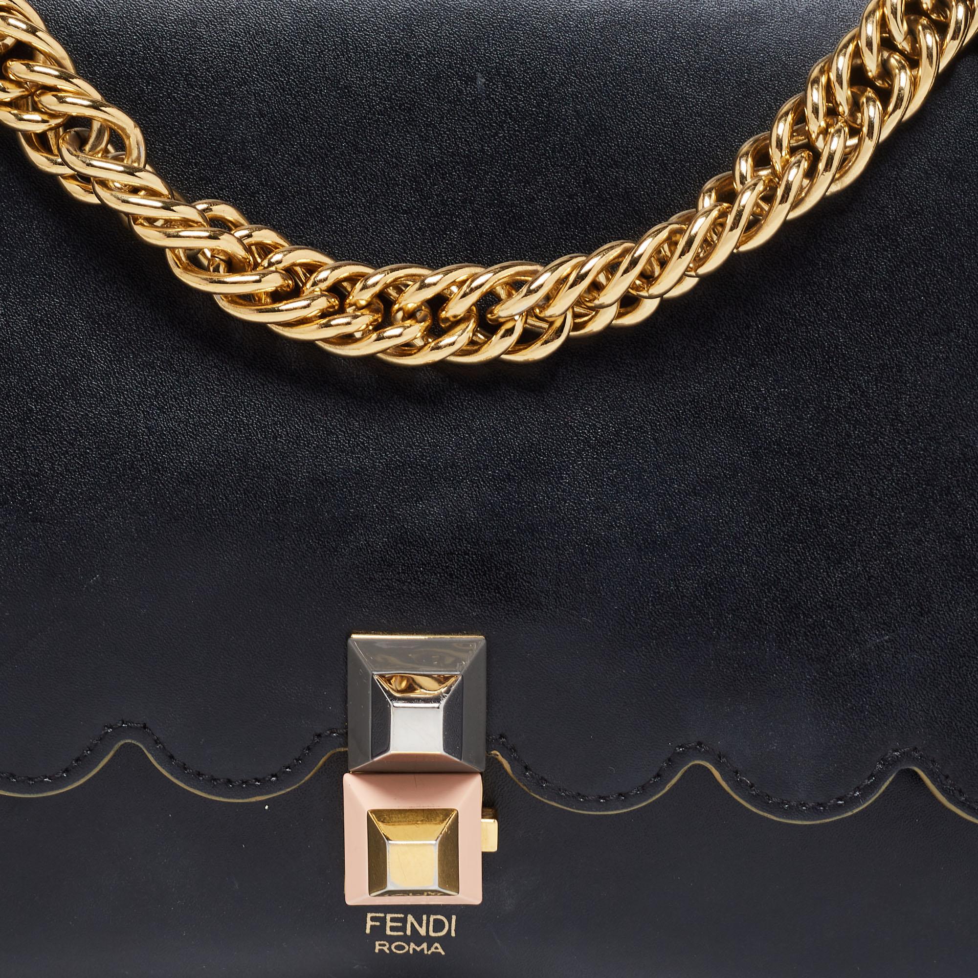 Fendi Black Leather Kan I Shoulder Bag 5