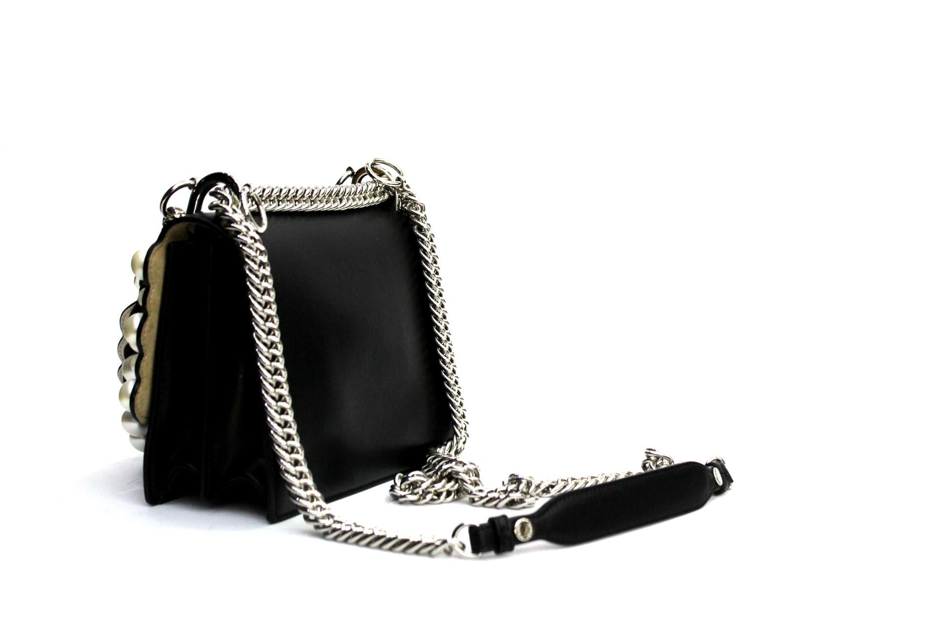 Fendi Black Leather KAN I Shoulder Small Bag 1