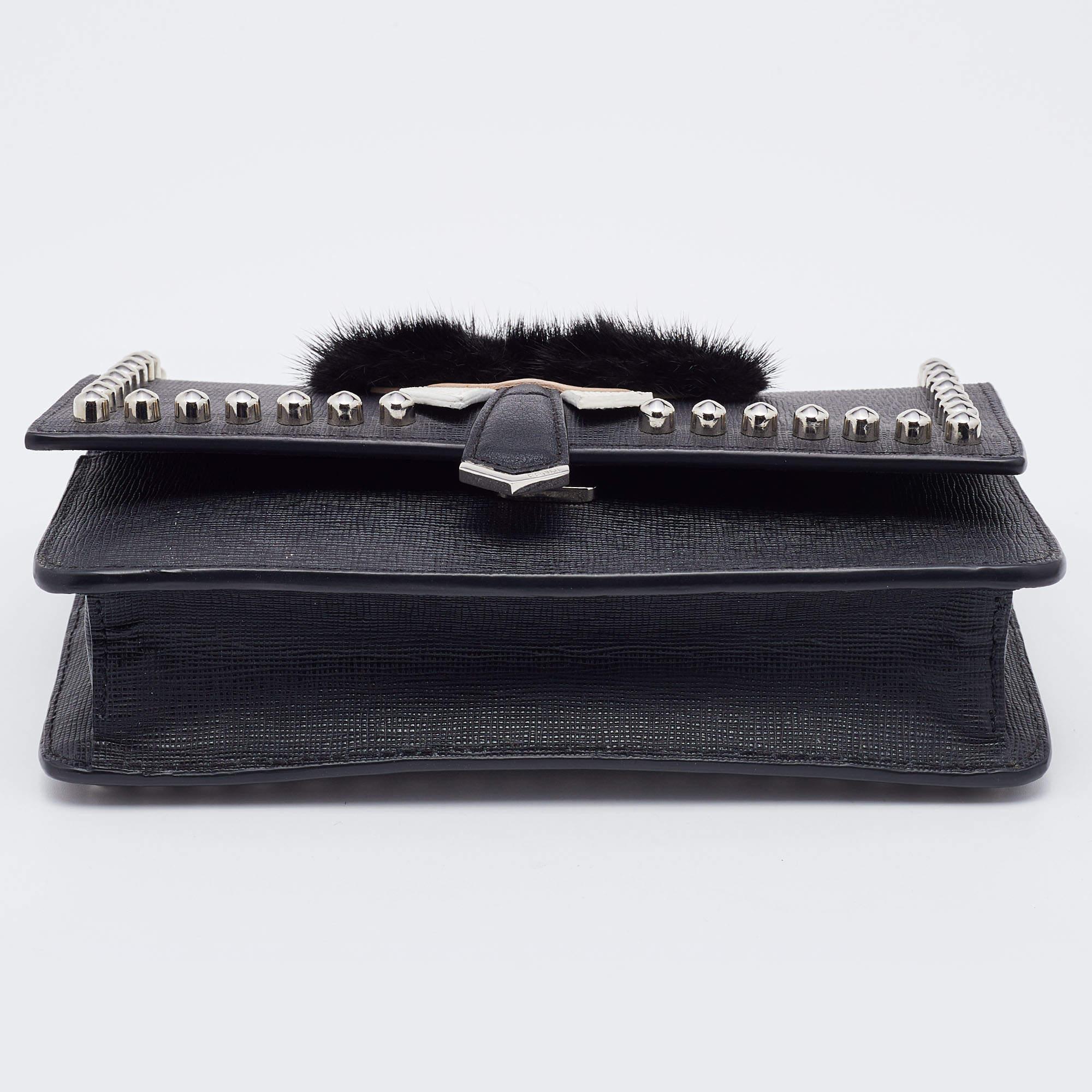 Fendi Black Leather Karlito Wallet on Chain 1
