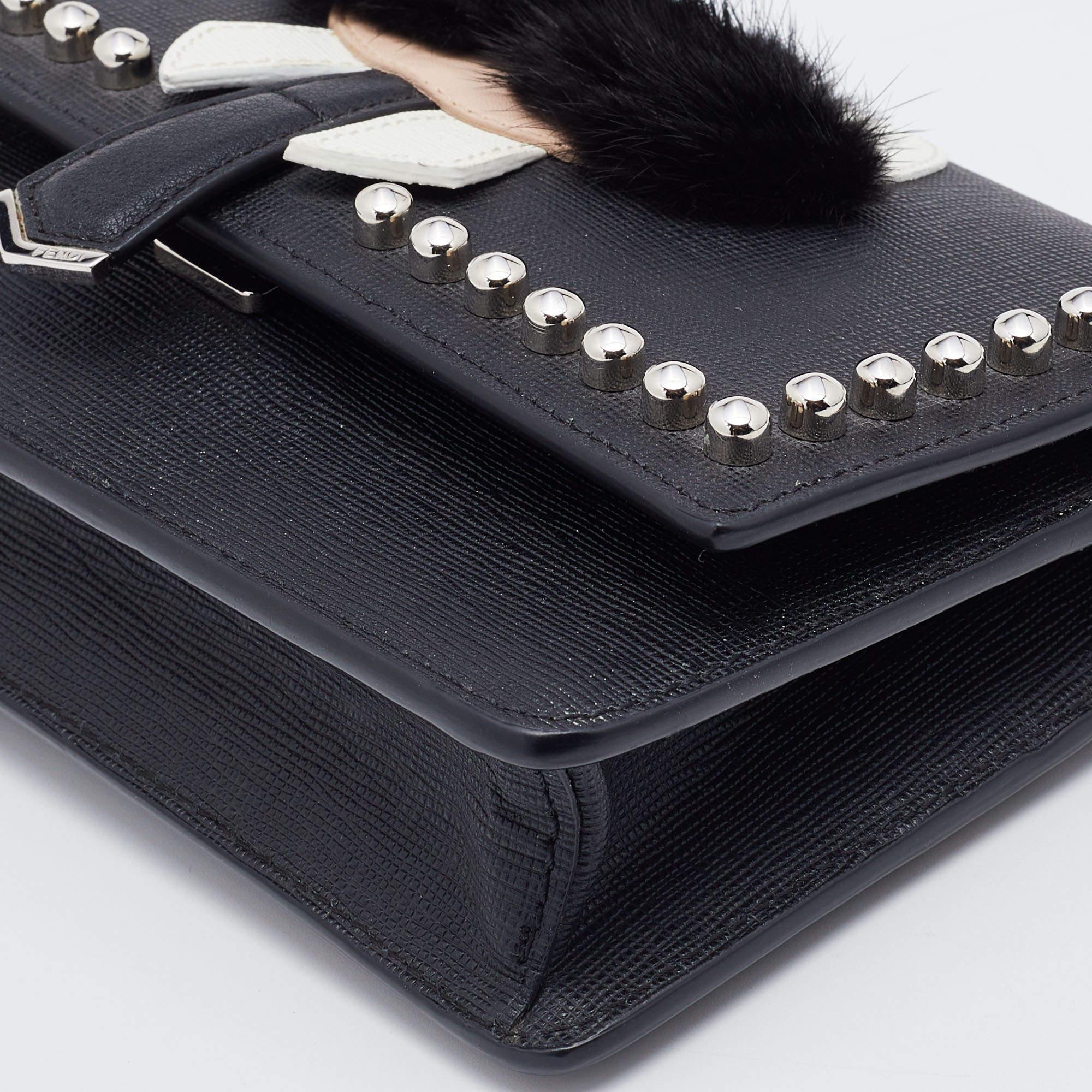 Fendi Black Leather Karlito Wallet on Chain 4