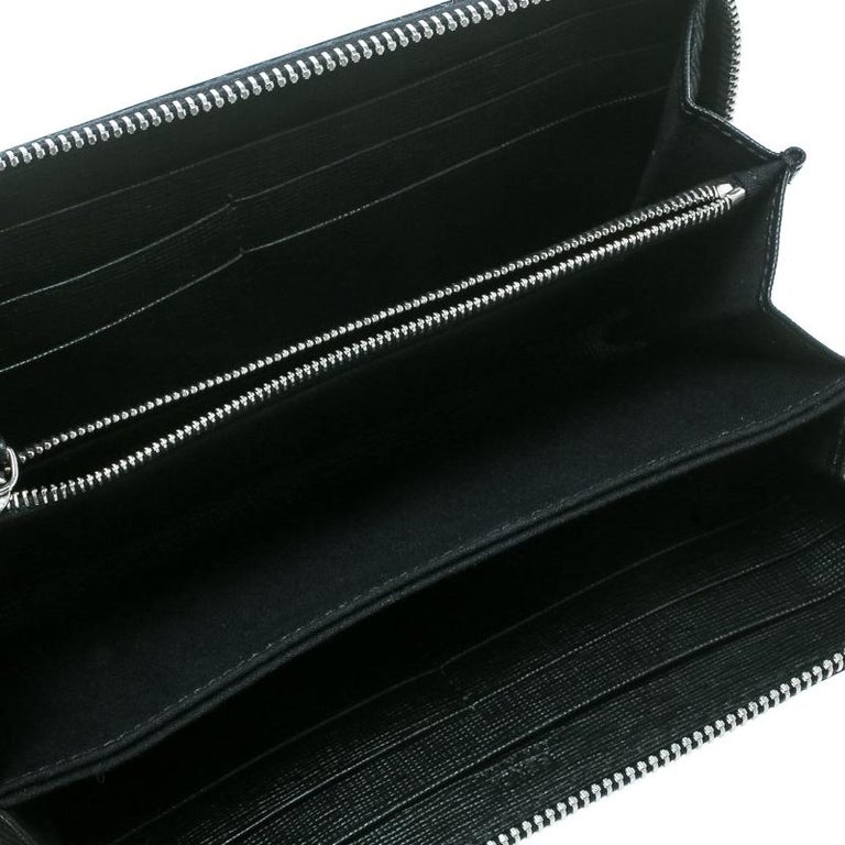 Fendi Black Leather Karlito Zip Around Wallet For Sale at 1stDibs