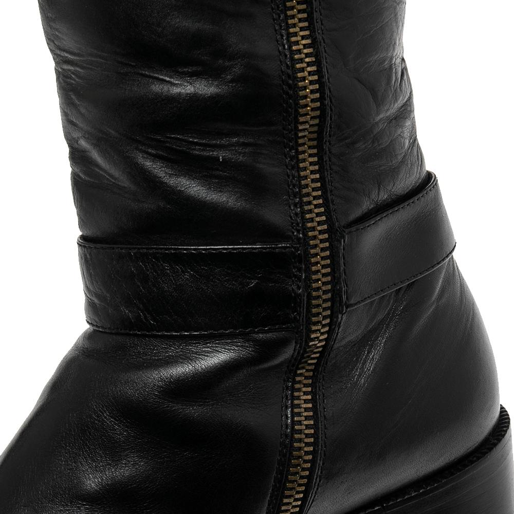 Women's Fendi Black Leather Knee High Boots Size 39