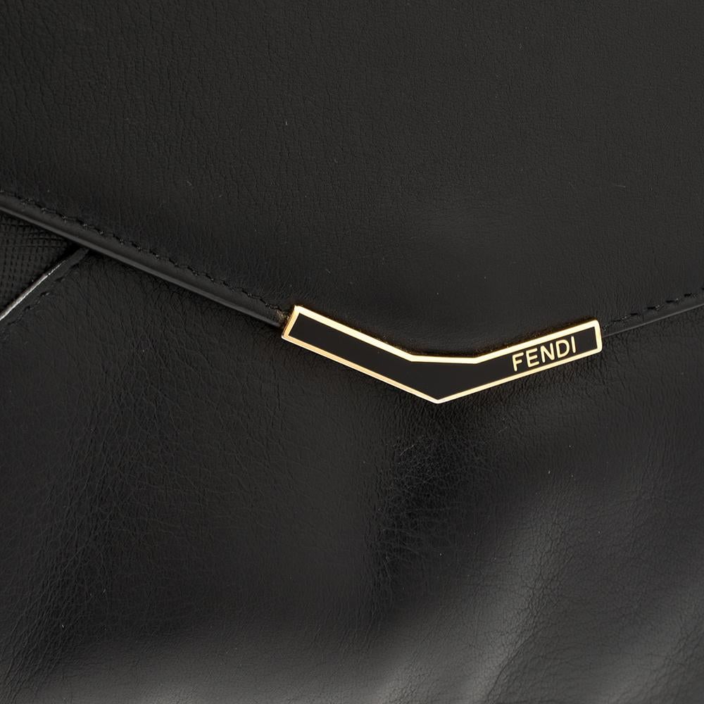 Fendi Black Leather Large 2Jours Wrislet Envelope Clutch 6