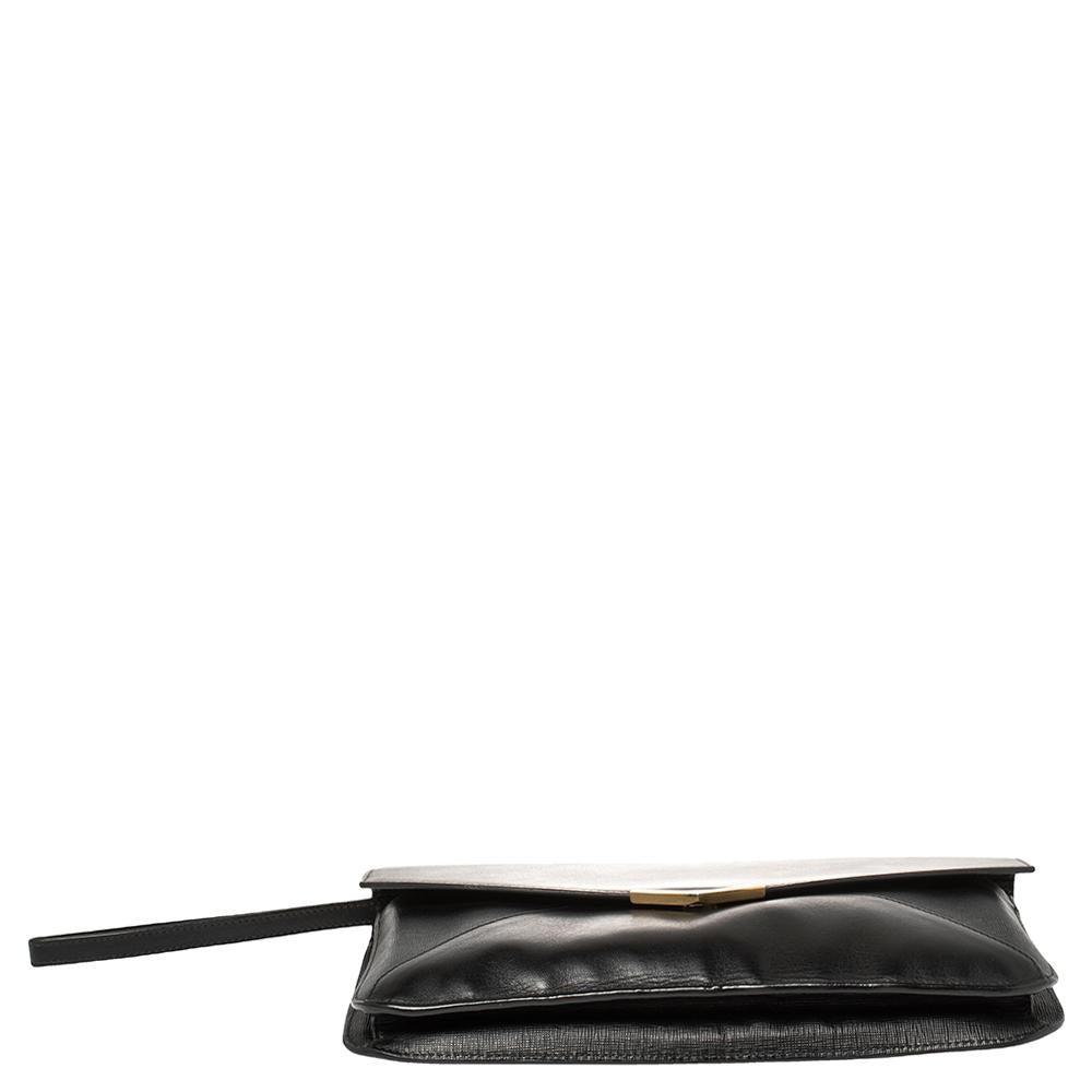 Fendi Black Leather Large 2Jours Wrislet Envelope Clutch 8
