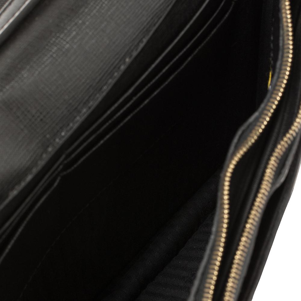 Fendi Black Leather Large 2Jours Wrislet Envelope Clutch 1