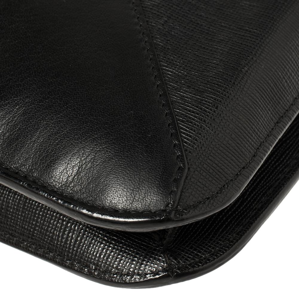 Fendi Black Leather Large 2Jours Wrislet Envelope Clutch 2
