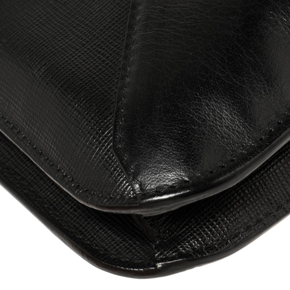 Fendi Black Leather Large 2Jours Wrislet Envelope Clutch 3
