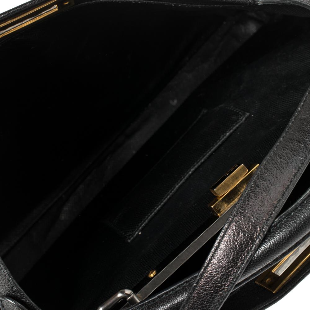 Fendi Black Leather Large Peekaboo Top Handle Bag 6