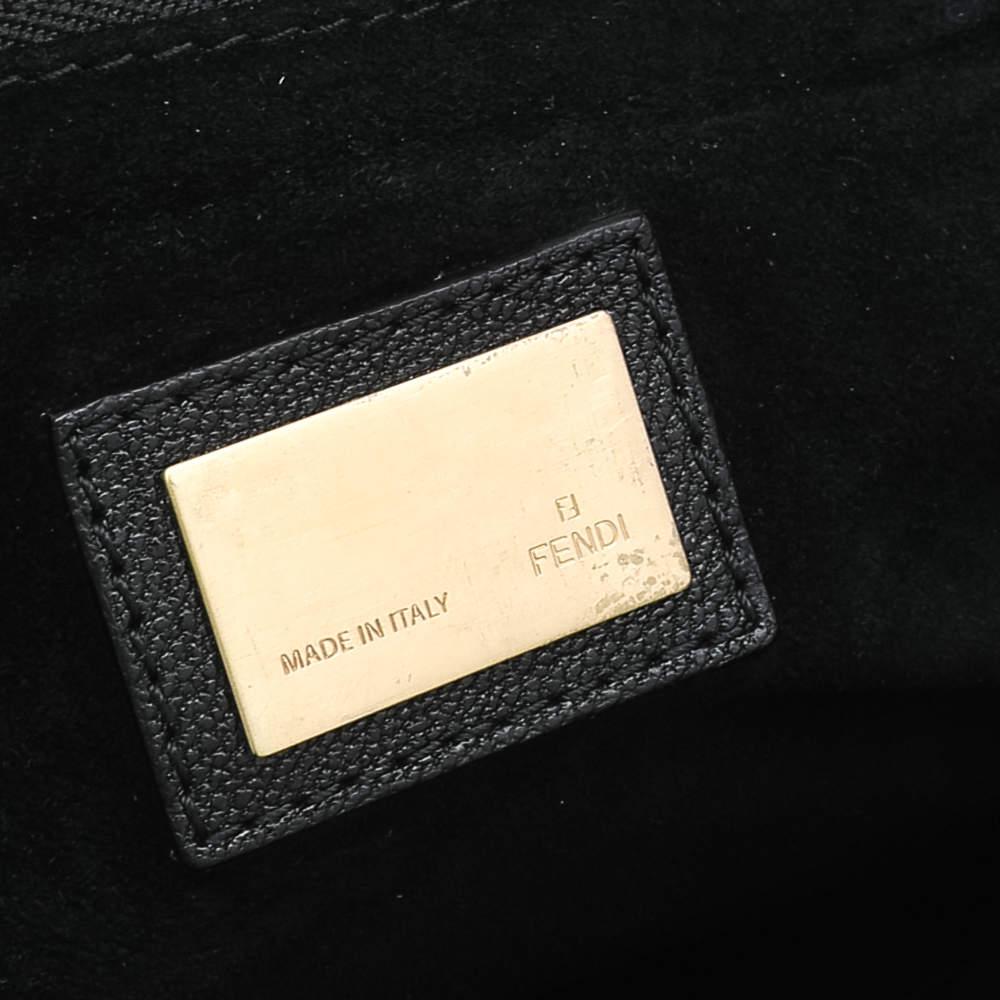 Fendi Black Leather Large Peekaboo Top Handle Bag For Sale 7