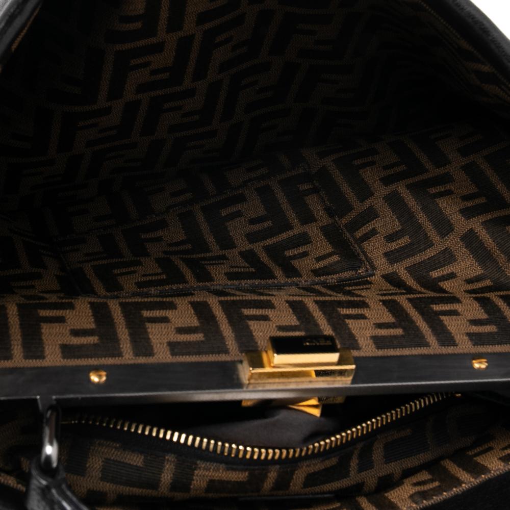Fendi Black Leather Large Peekaboo Top Handle Bag 8