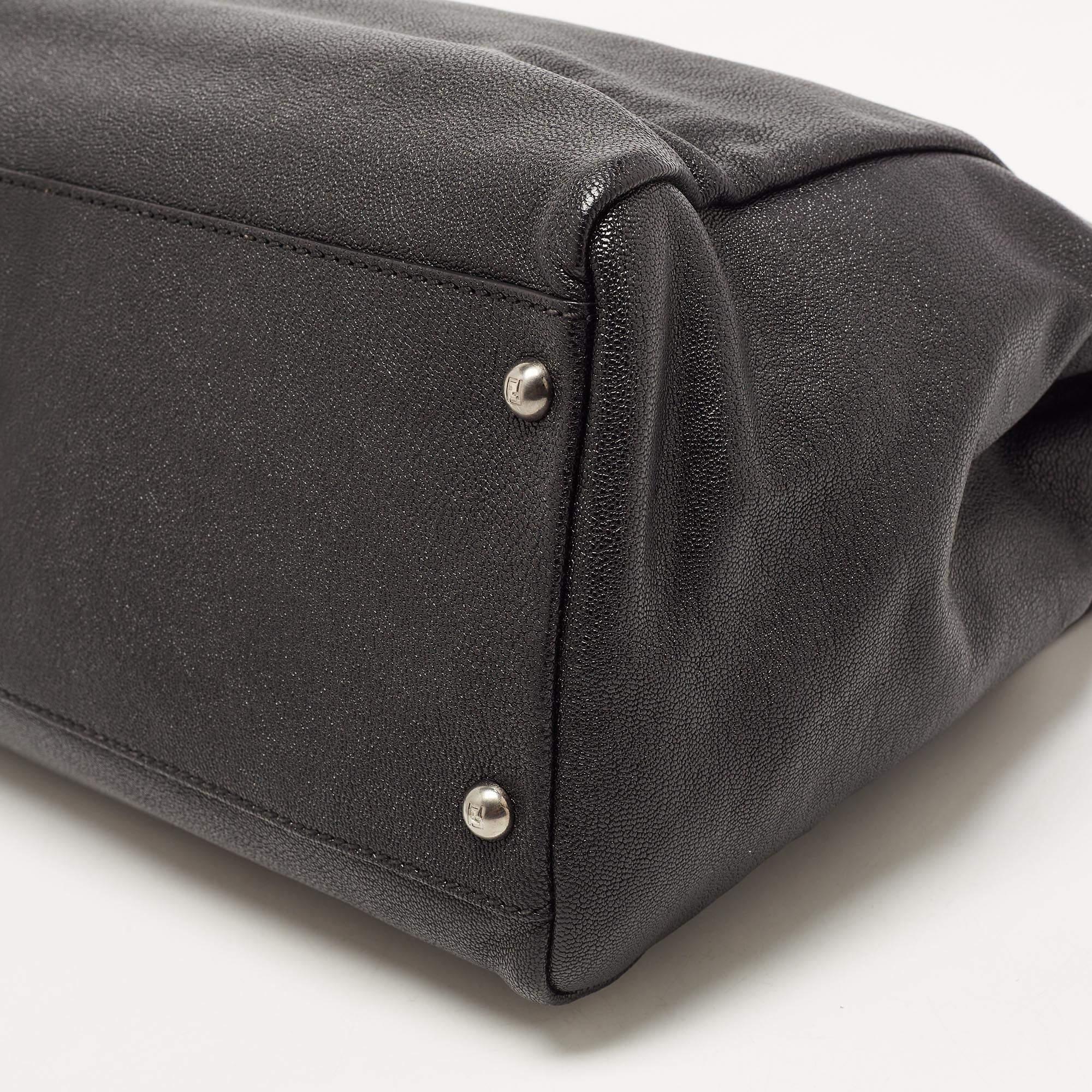 Fendi Black Leather Large Peekaboo Top Handle Bag 8