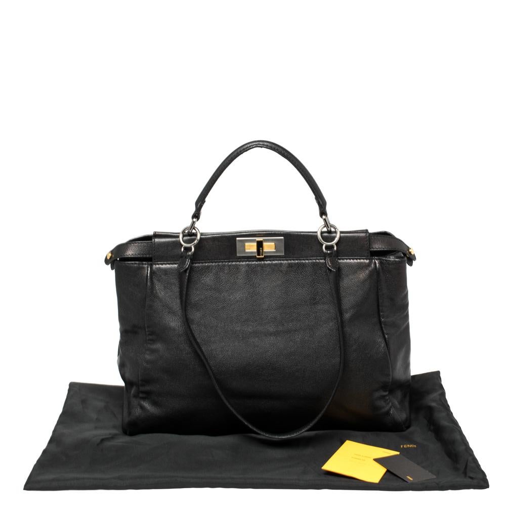 Fendi Black Leather Large Peekaboo Top Handle Bag 9