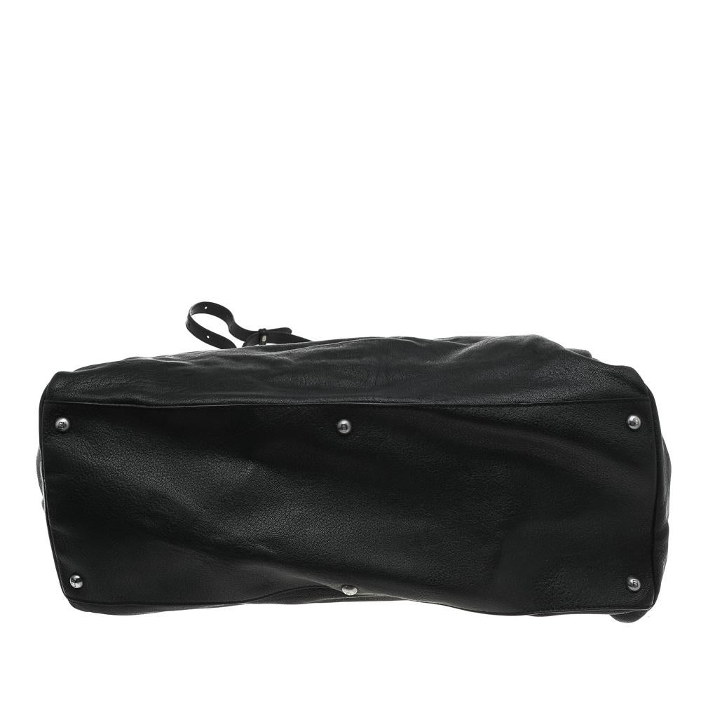 Fendi - Grand sac à main Peekaboo en cuir noir avec poignée supérieure Pour femmes en vente