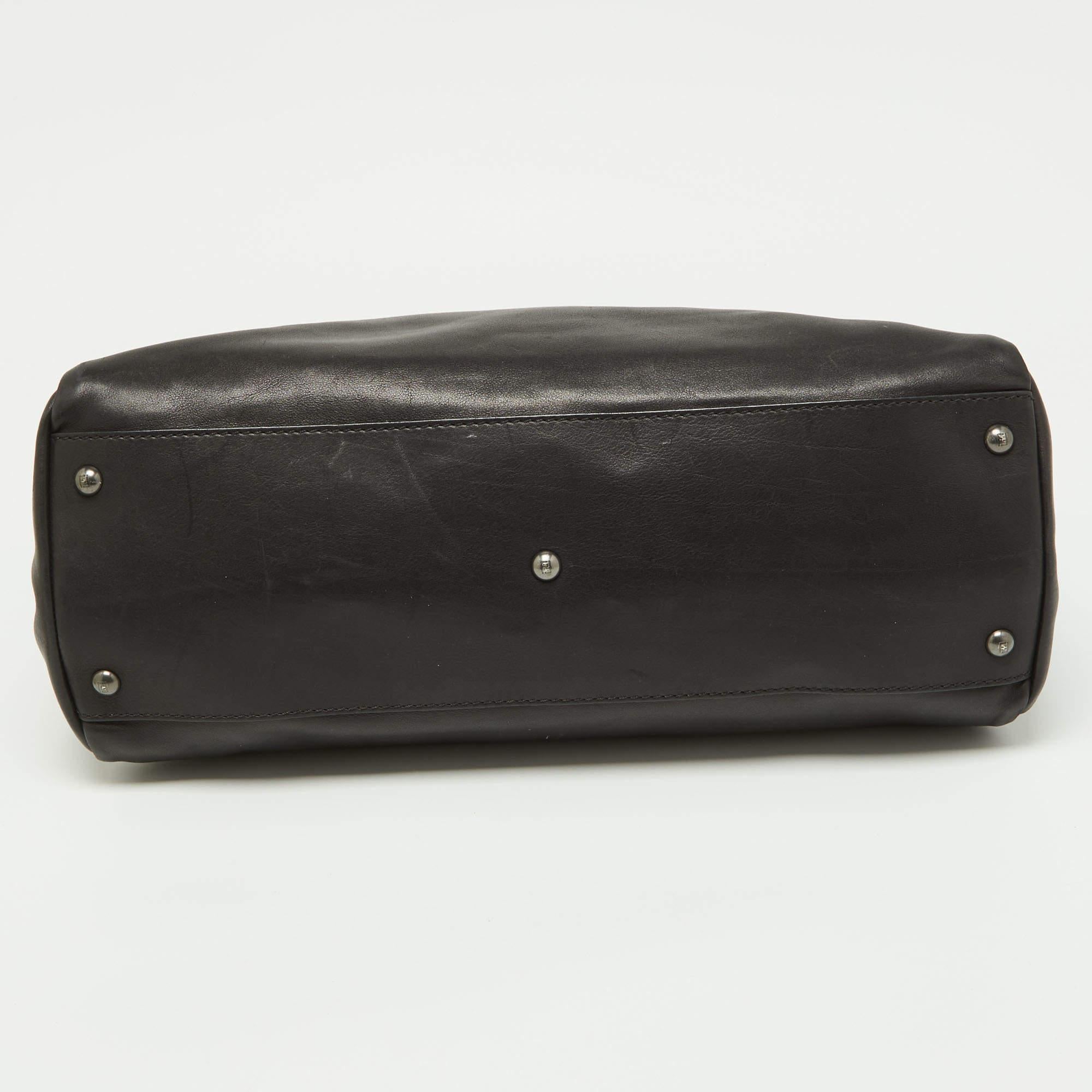 Fendi Black Leather Large Peekaboo Top Handle Bag 1