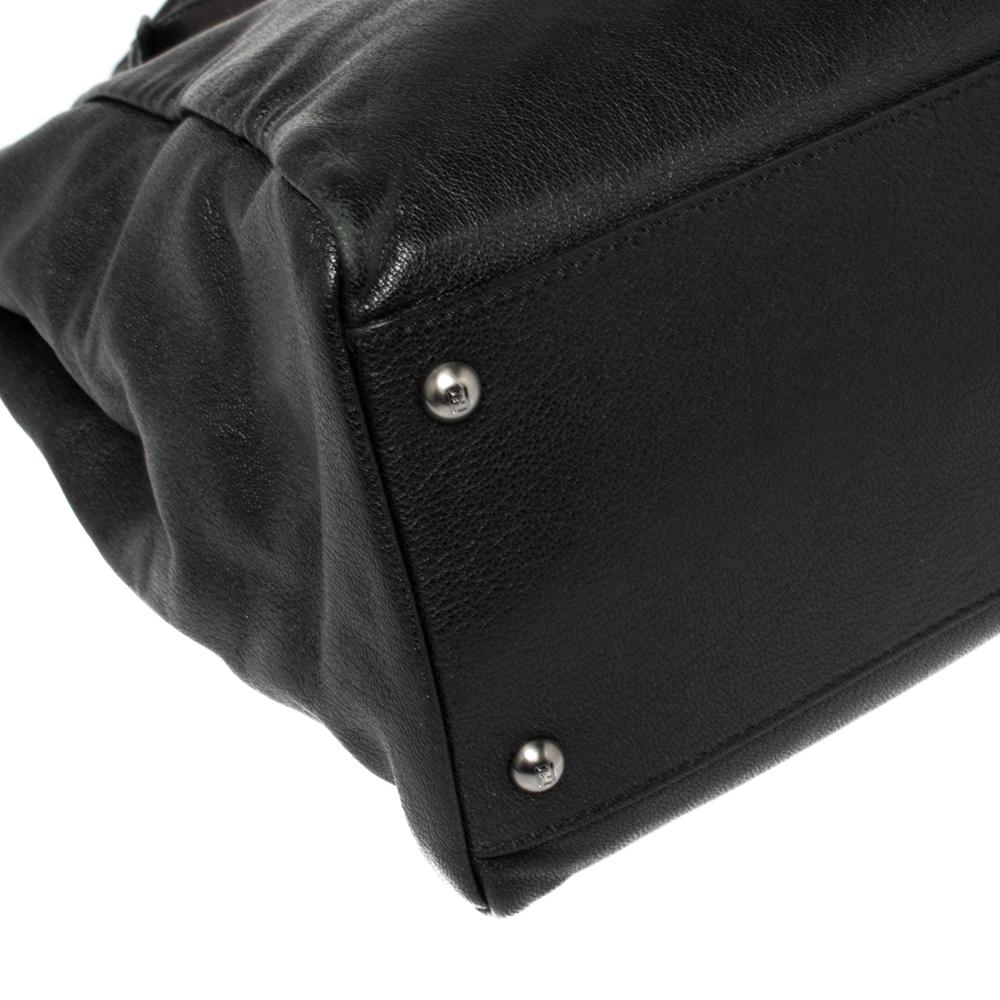 Fendi Black Leather Large Peekaboo Top Handle Bag 2