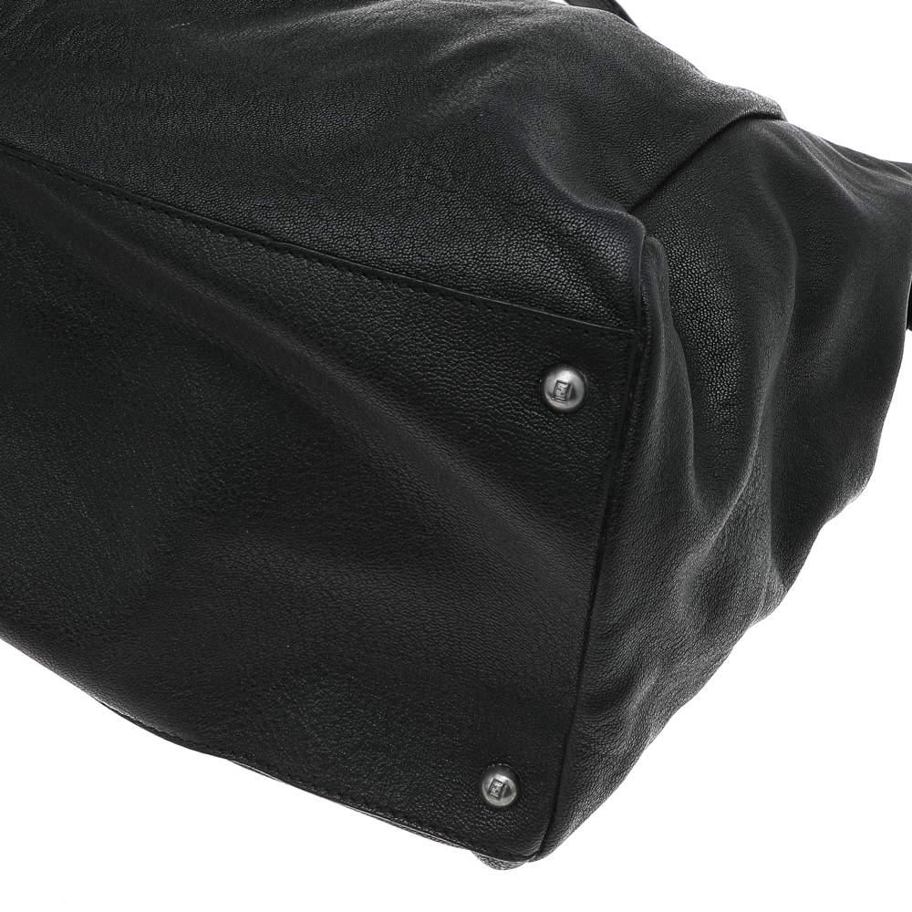 Fendi Black Leather Large Peekaboo Top Handle Bag For Sale 2
