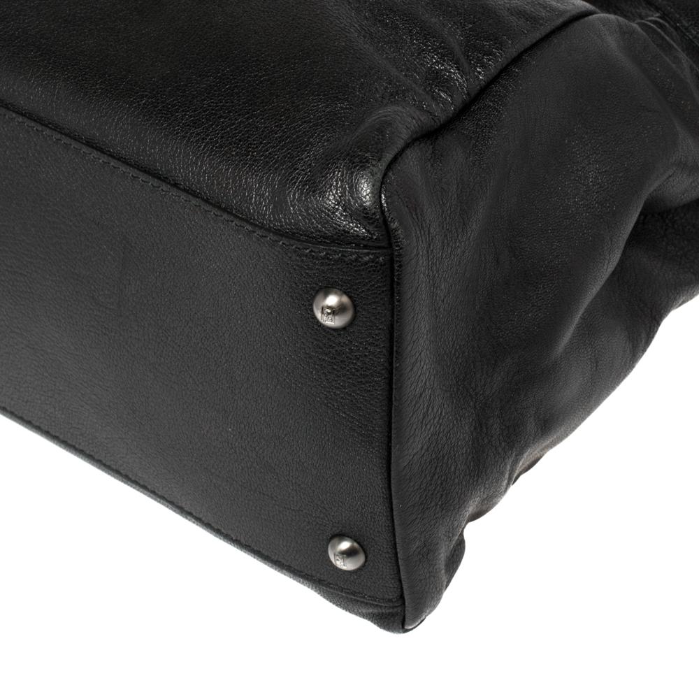 Fendi Black Leather Large Peekaboo Top Handle Bag 3