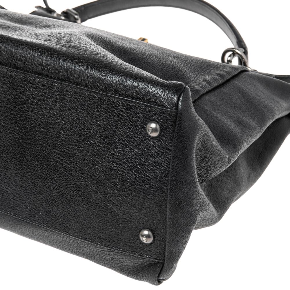 Fendi Black Leather Large Peekaboo Top Handle Bag 4