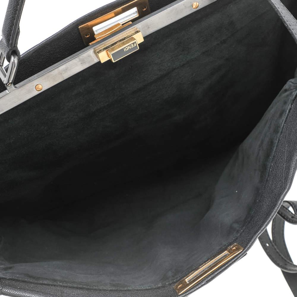Fendi Black Leather Large Peekaboo Top Handle Bag For Sale 4