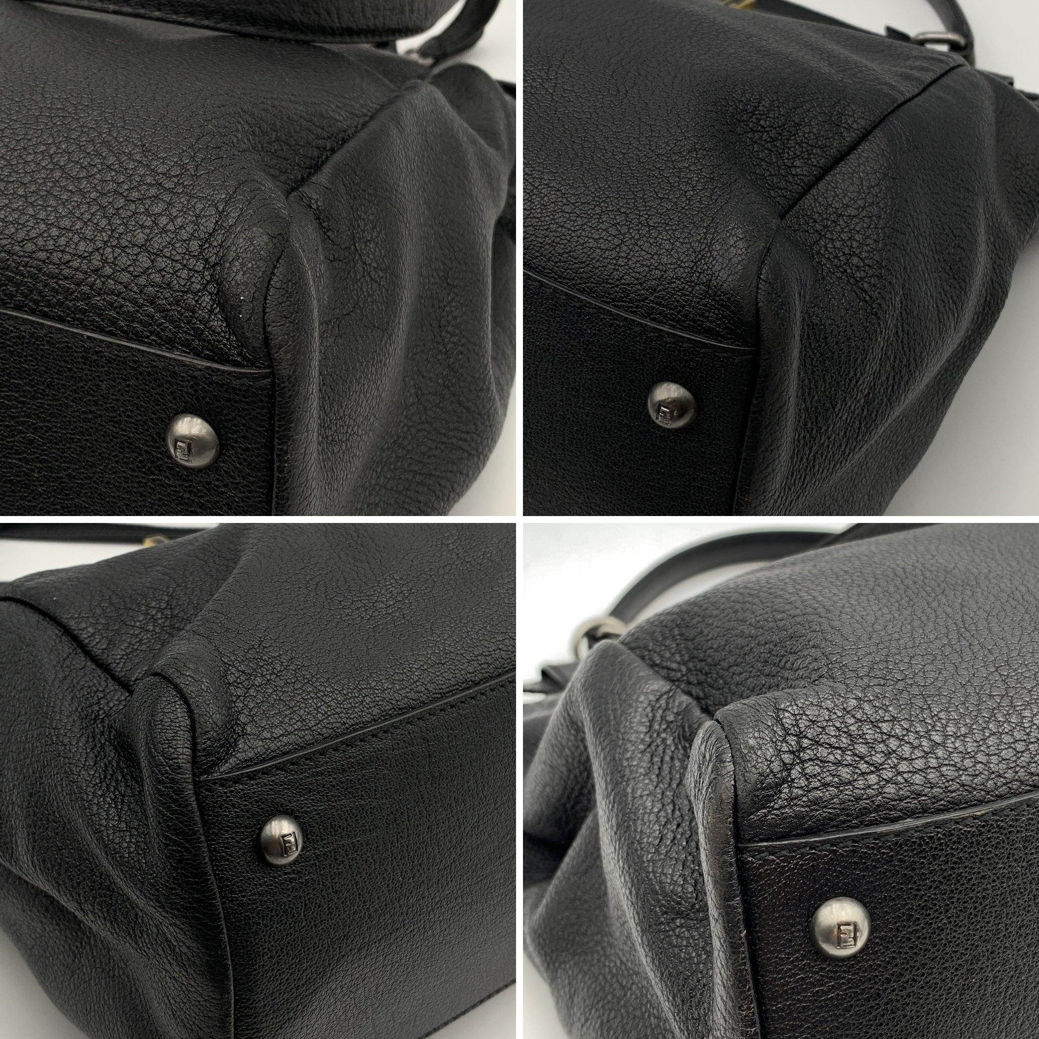 Fendi Black Leather Large Peekaboo Tote Top Handle Shoulder Bag 4