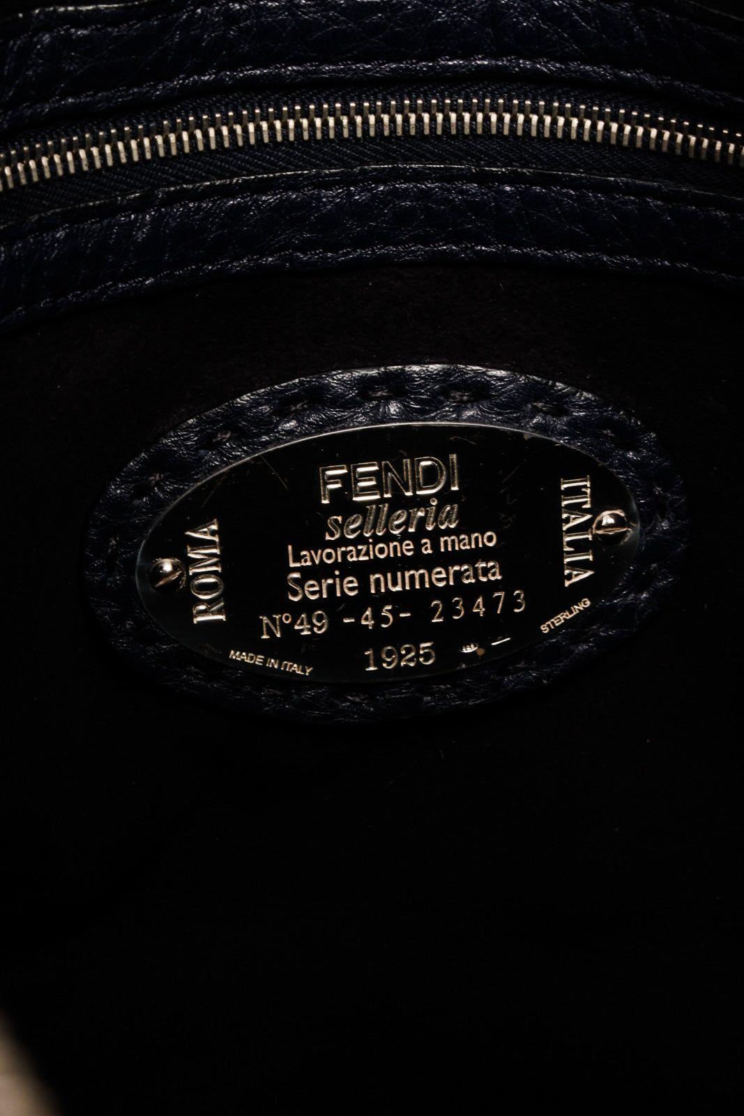 Fendi Black Leather Lei Selleria Zipper Handbag In Good Condition In Irvine, CA