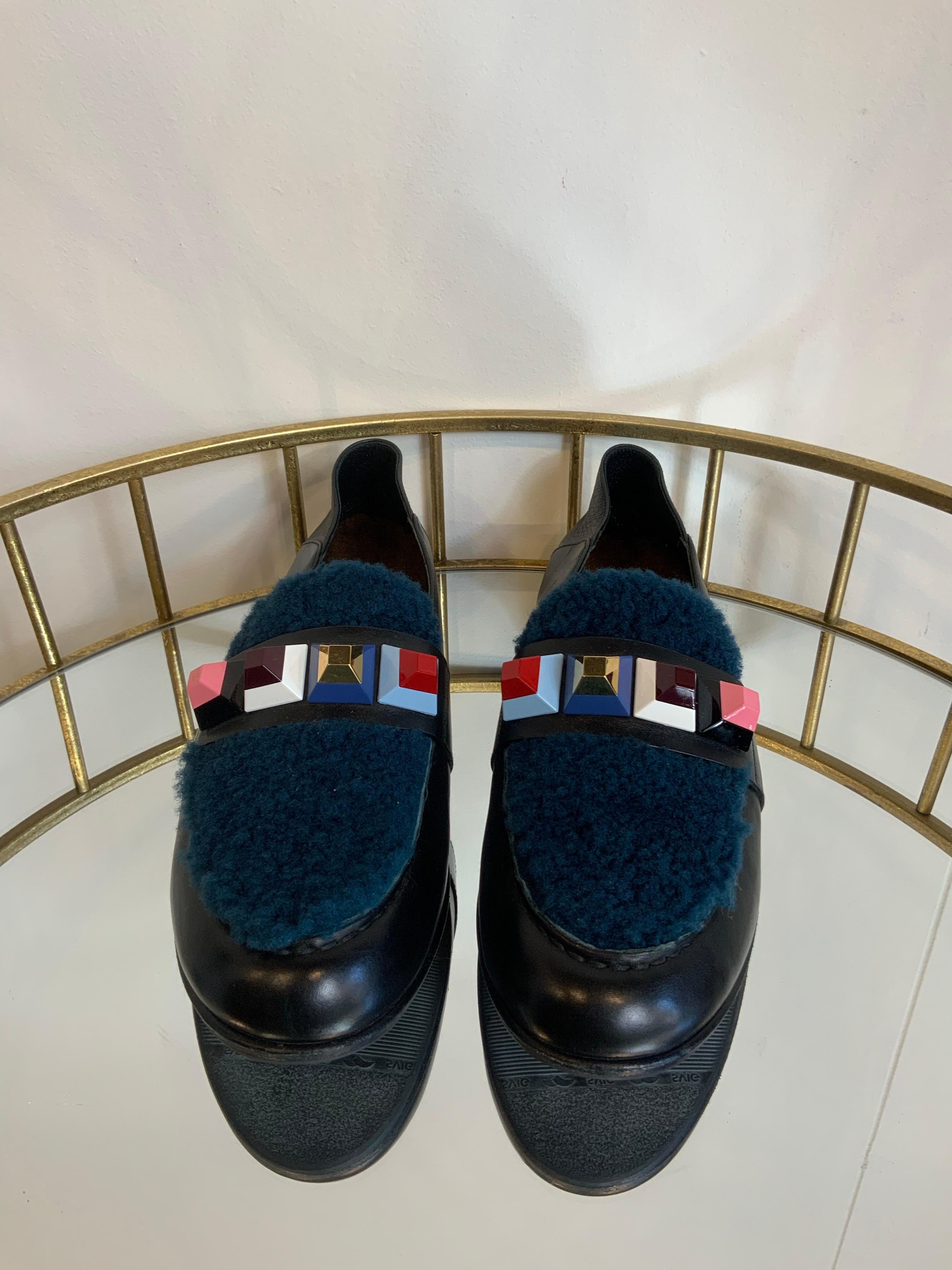 Mocasines Fendi de cuero negro Negro en venta