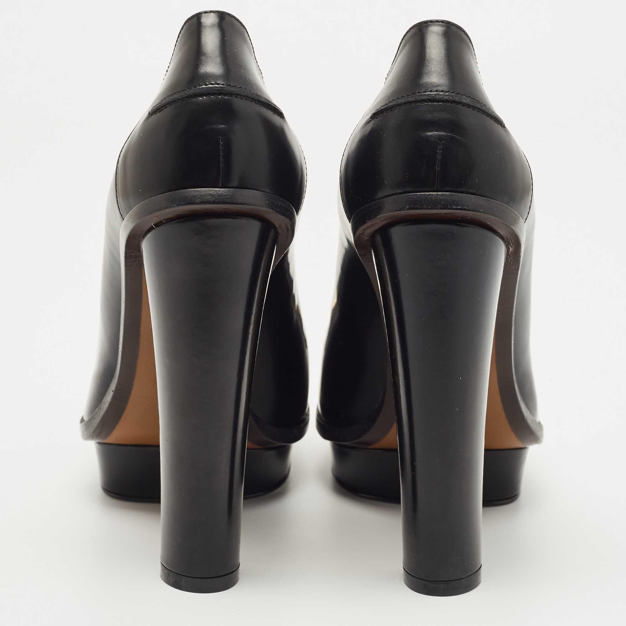 Fendi Black Leather Logo Loafer Pumps Size 38.5 1