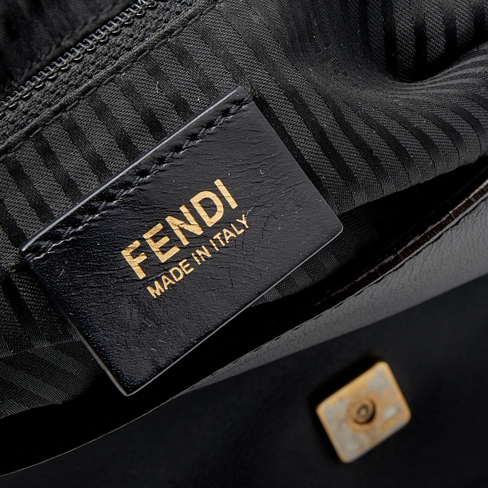 Fendi Black Leather Mama Baguette Shoulder Bag 6