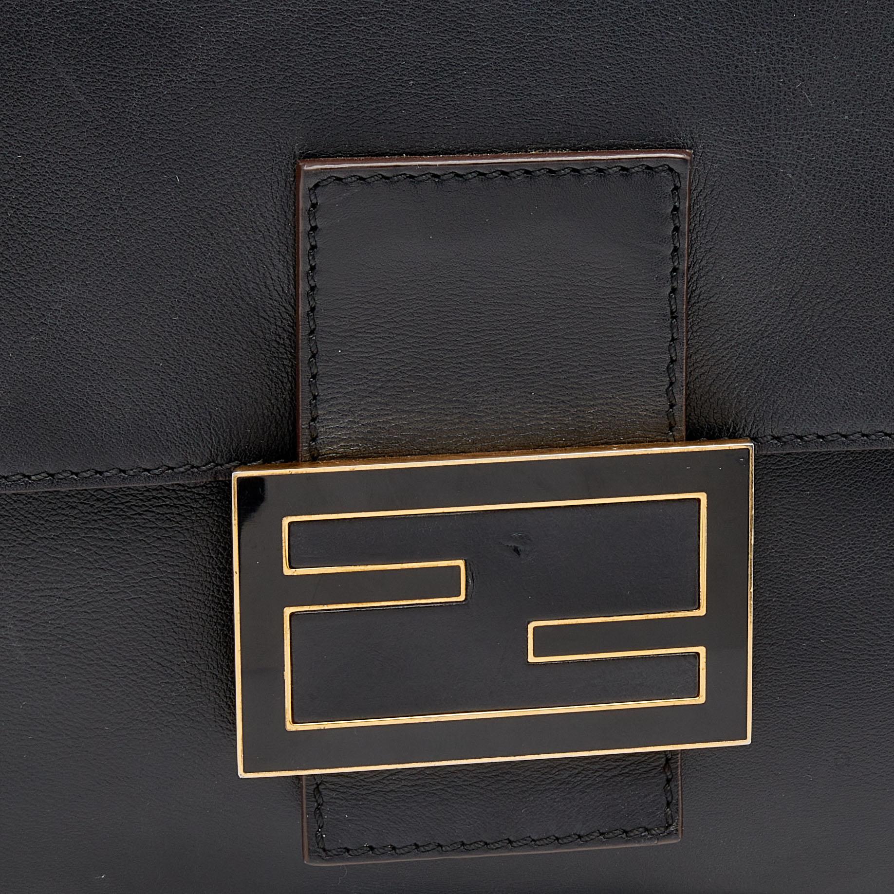 Fendi Black Leather Mama Baguette Shoulder Bag 4