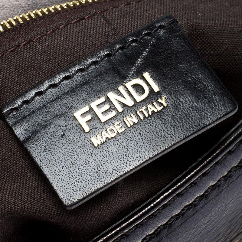 Fendi Black Leather Maxi Baguette Flap Shoulder Bag 6