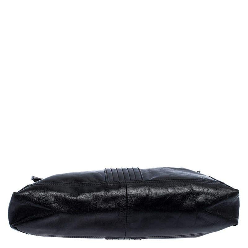 Fendi Black Leather Maxi Baguette Flap Shoulder Bag 2