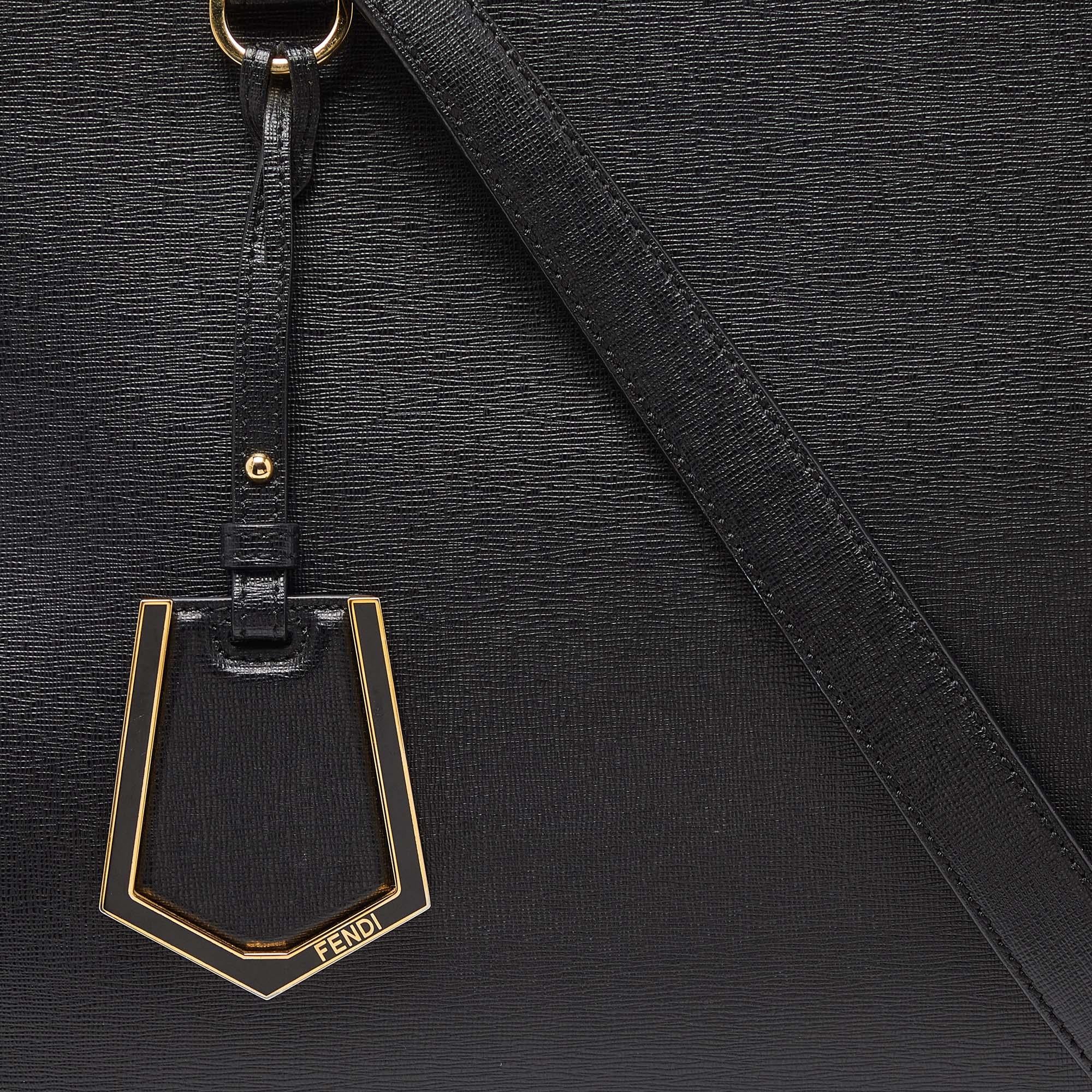 Fendi Black Leather Medium 2Jours Tote For Sale 9