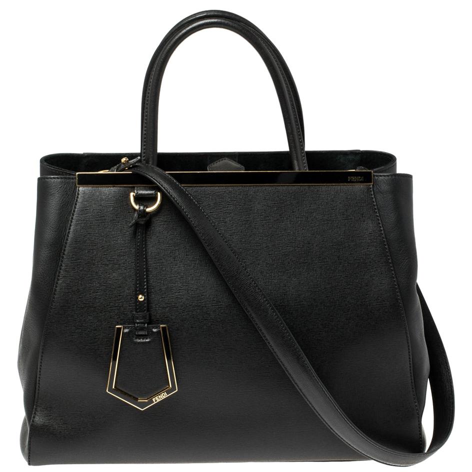 Fendi Black Leather Medium 2jours Tote