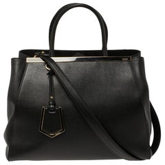 Fendi Fendi Medium 2Jours Tragetasche aus schwarzem Leder