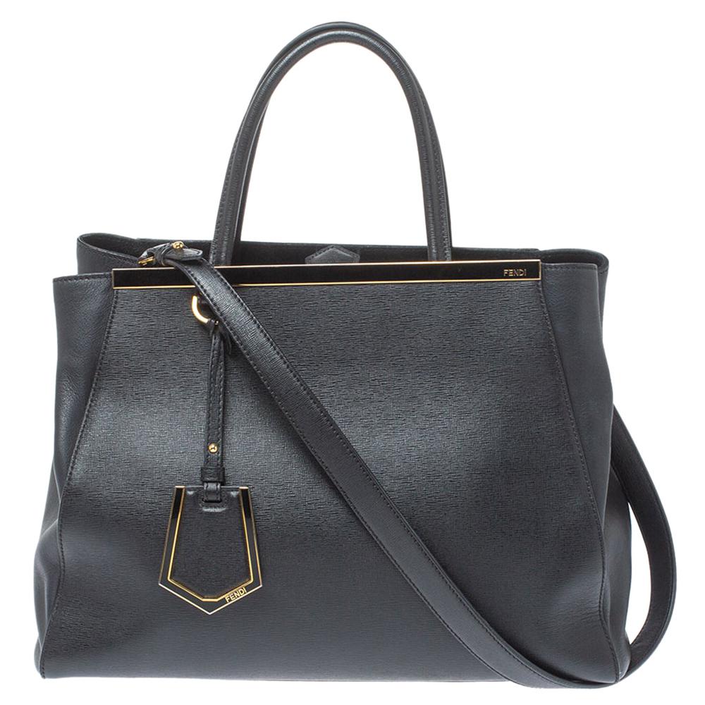 Fendi Black Leather Medium 2Jours Tote