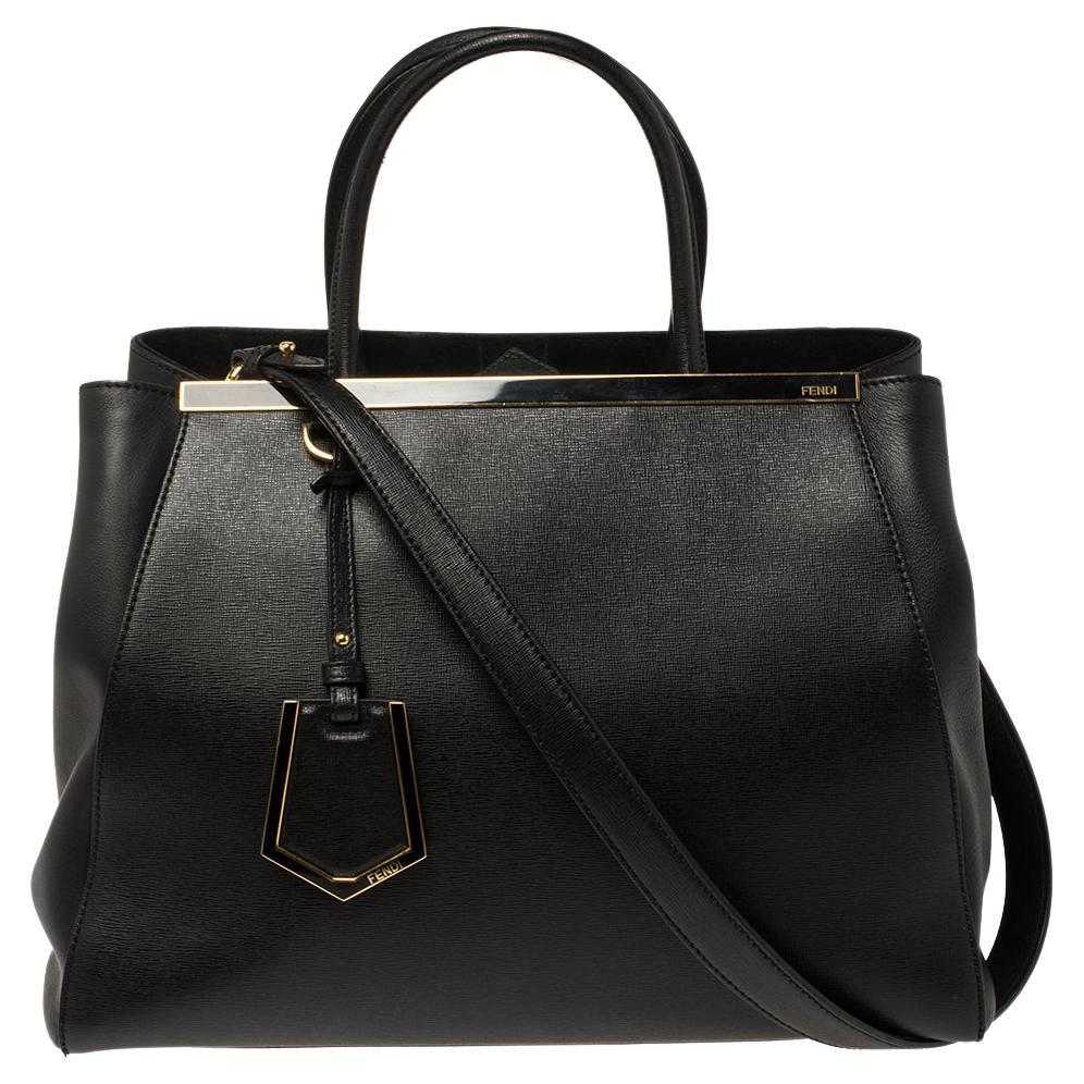 Fendi Black Leather Medium 2Jours Tote