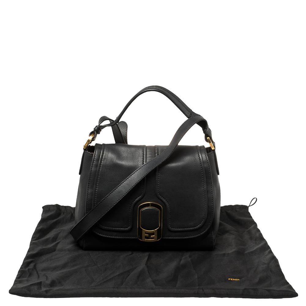 Fendi Black Leather Medium Anna Shoulder Bag 9