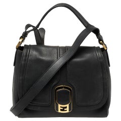 Fendi Black Leather Medium Anna Shoulder Bag