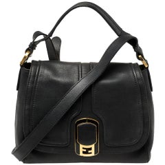 Fendi Black Leather Medium Anna Shoulder Bag