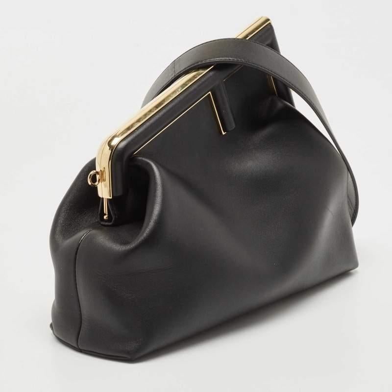 Women's Fendi Black Leather Medium First Shoulder Bag