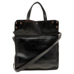 Fendi Medium Flip Tote aus schwarzem Leder